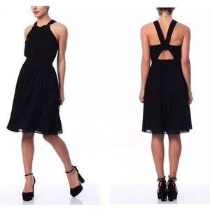 NEW Zara cut-out black chiffon dress; pleated